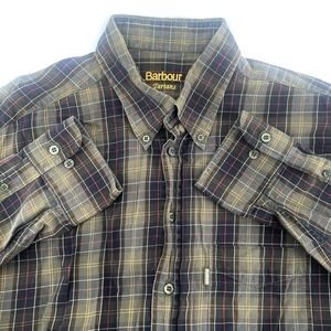 Barbour Original Tartan Men's XL Shirt Brown Plaid Long Sleeve Button Down